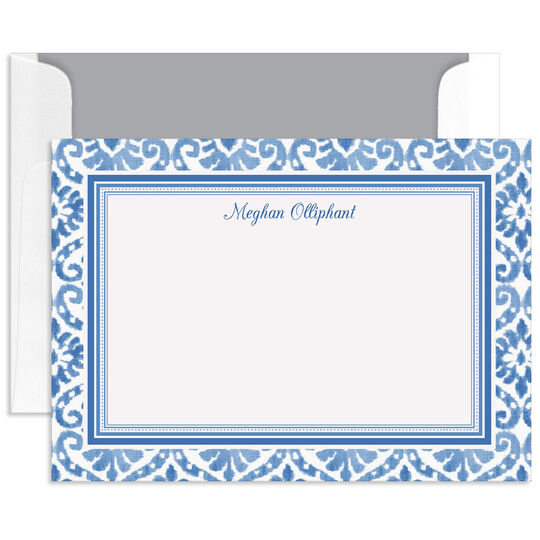 Shades of Blue Damask Flat Note Cards